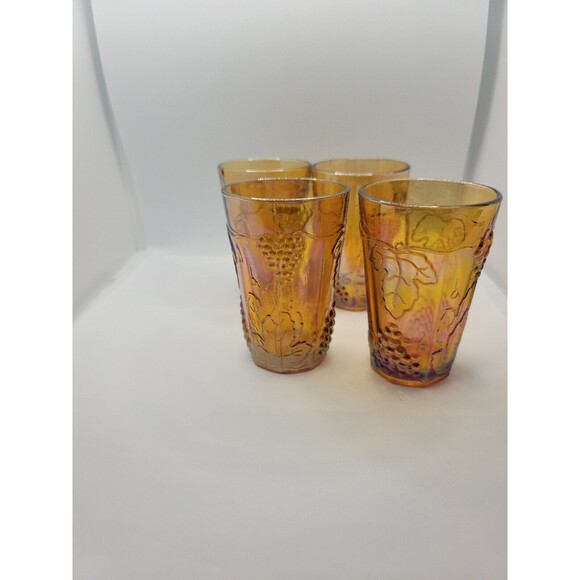 Carnival Glass Juice Glasses Set Of 4 - Picture 4 of 15